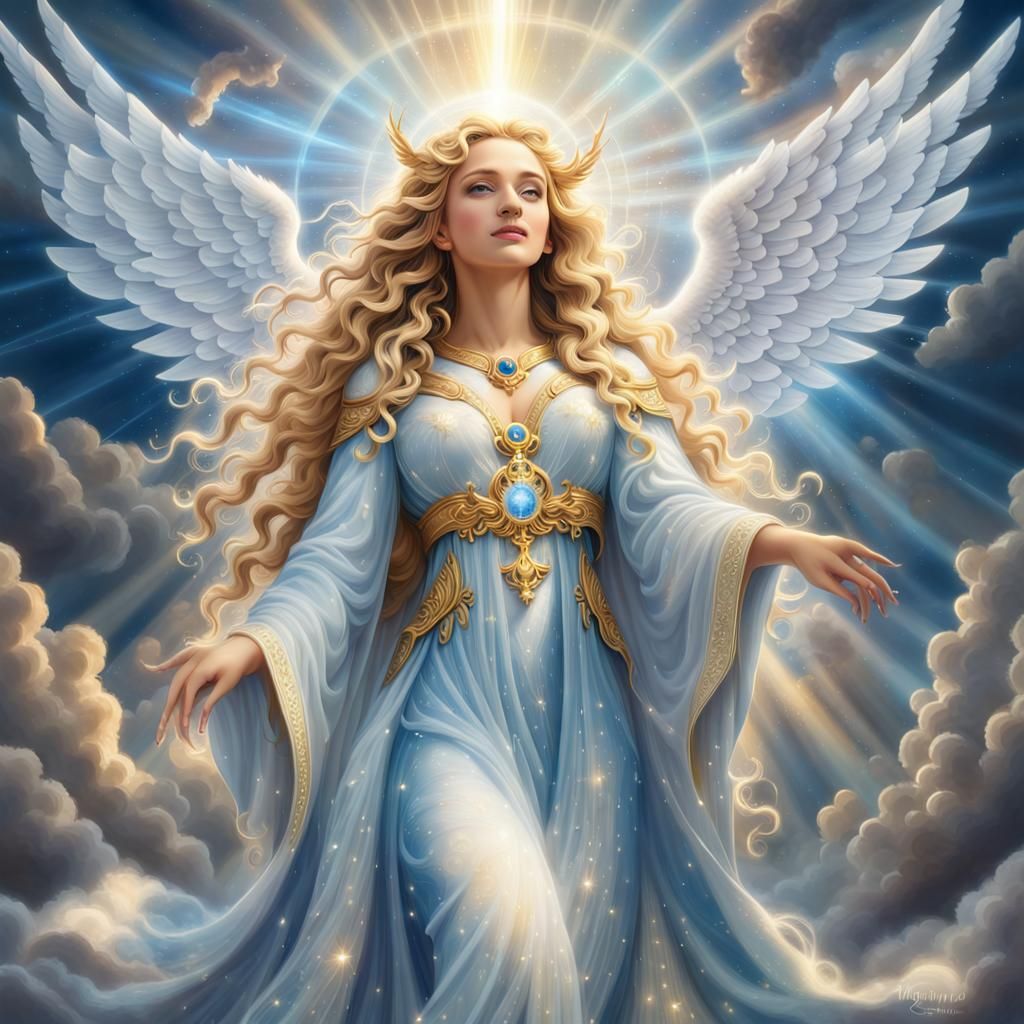 Radiant Goddess of Light in Ethereal Fantasy Style