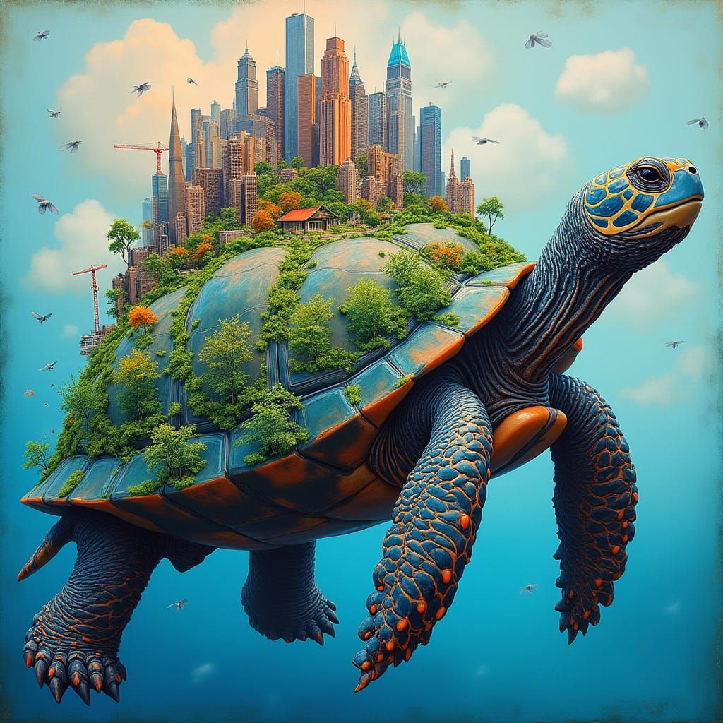 Vibrant Turtle World in Bold Graffiti Style