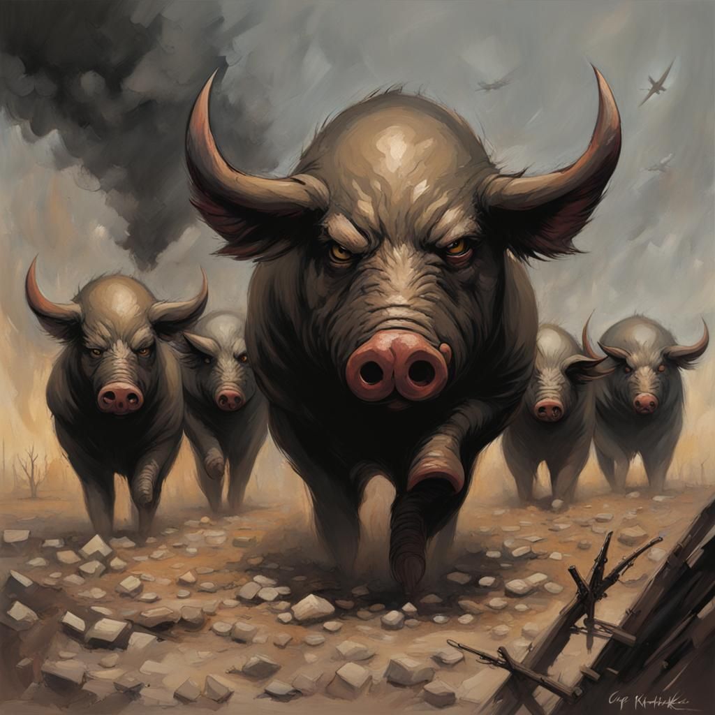 Sinister War Pigs by Greg Rutkowski Style