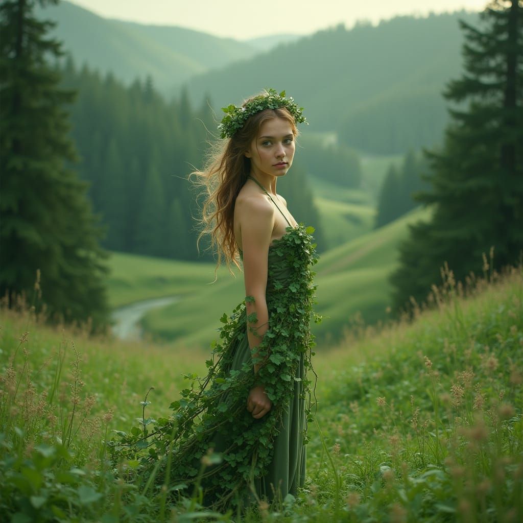 Serene Dryad in Emerald Forest