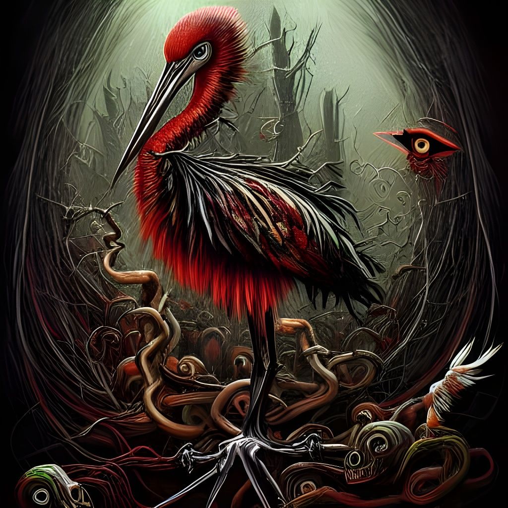 Spooky Fairytale Horror Art with Extensible Feathers