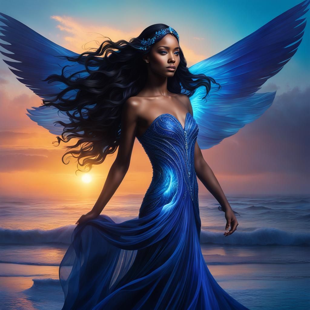 Futuristic Venus Emerges from Sapphire Sea