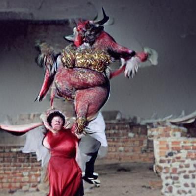 Macabre Devil's Dance on Overweight Woman