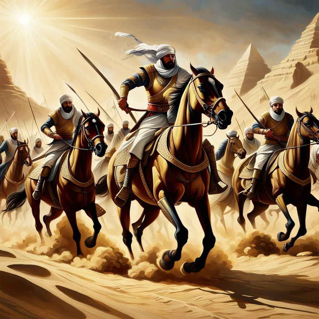 Ottoman and Egyptian Armies Clash in Desert Landscape