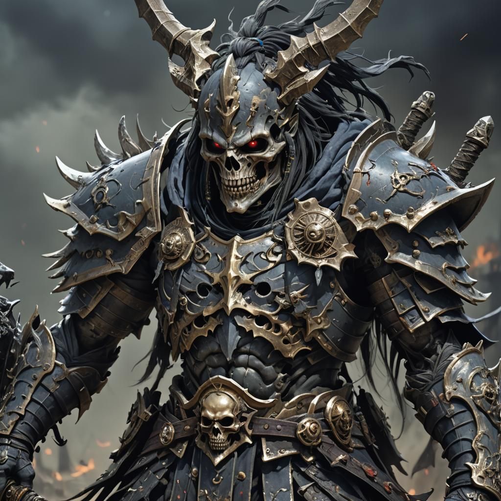 An Undead warrior in the style of Simon Bisley