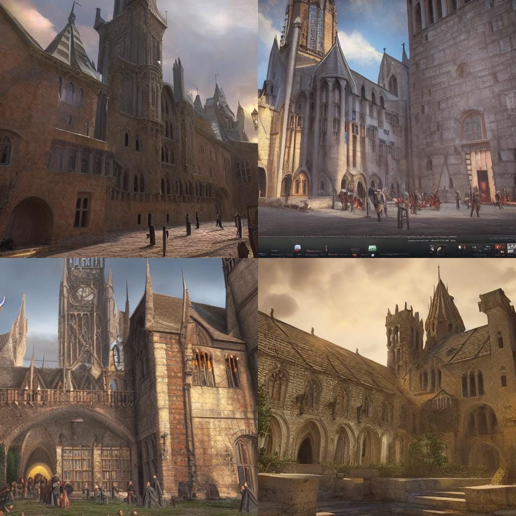 Sunlit Medieval Guild Hall: Fantasy Concept Art