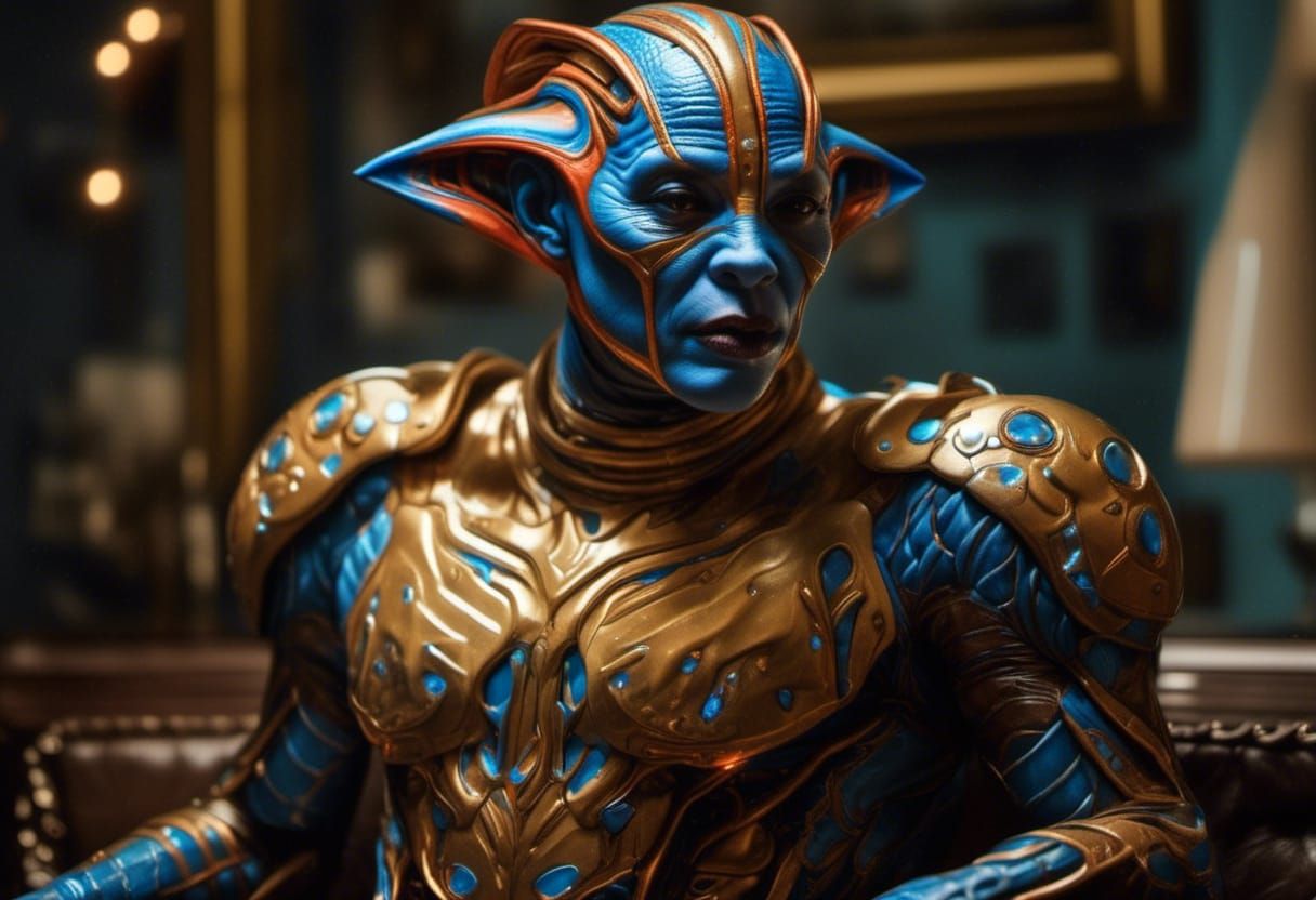 Smiling Aliens Party: Hyperrealistic Future Technology