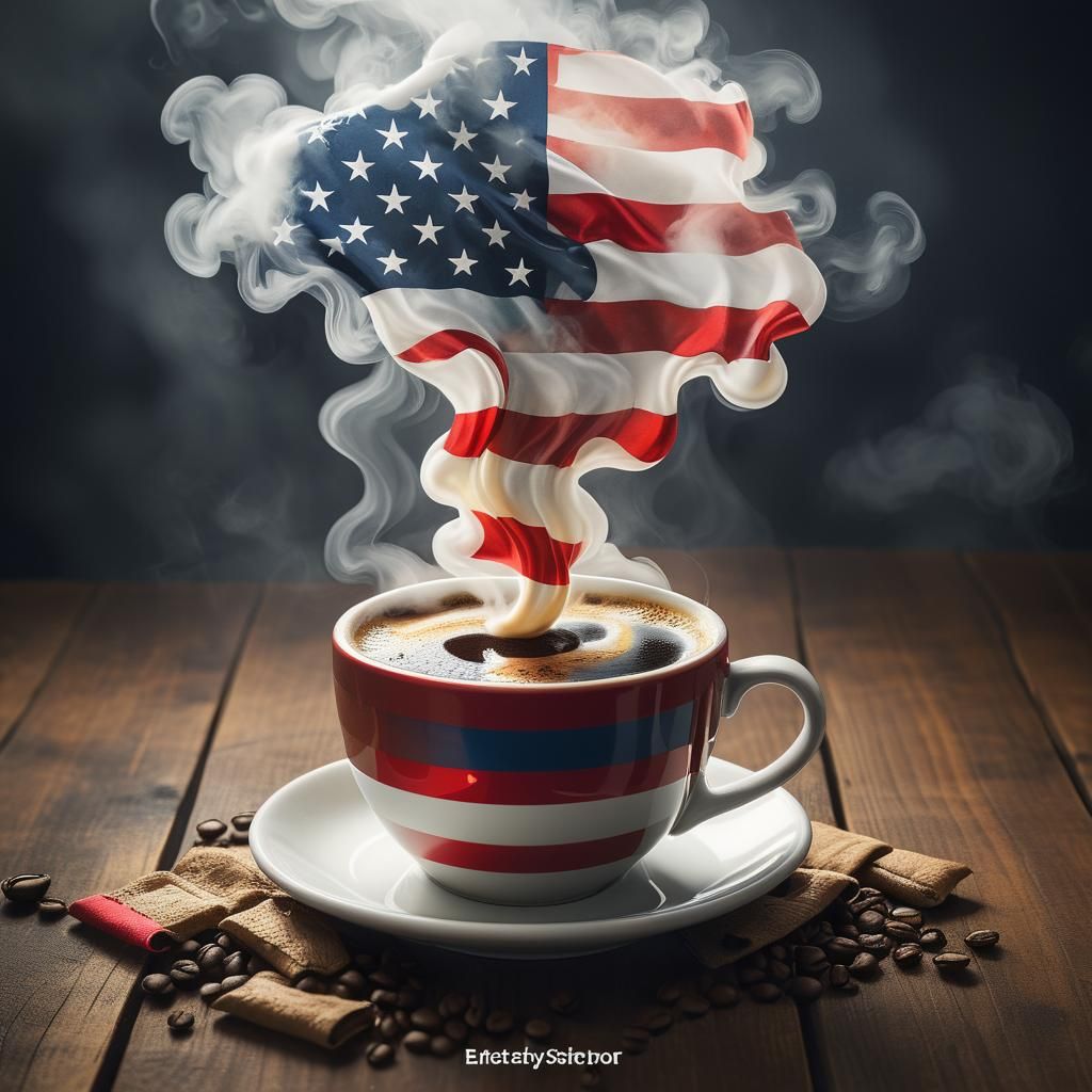 coffee American flag steam