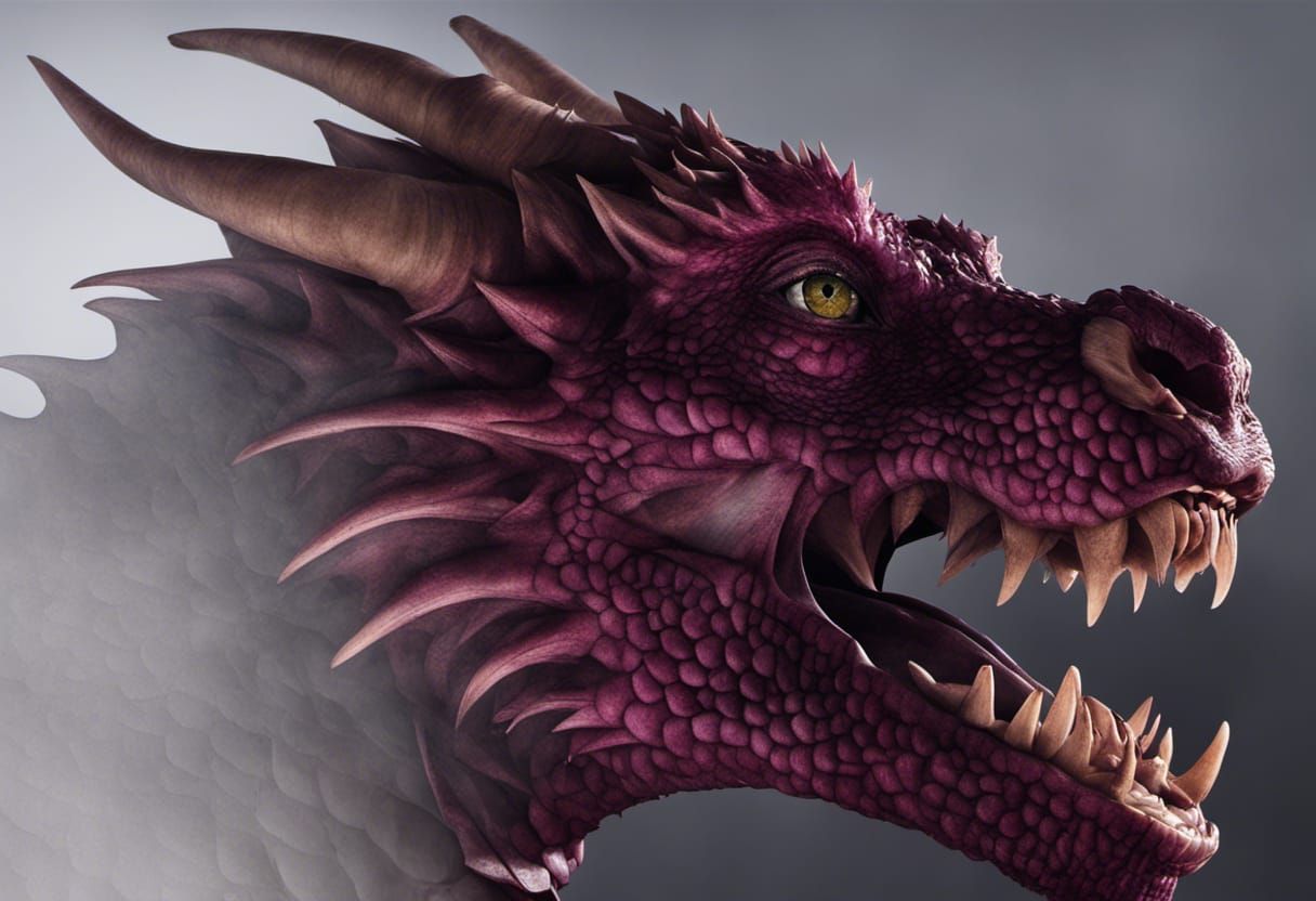 Fierce Magenta Dragon Portrait in Studio Lighting