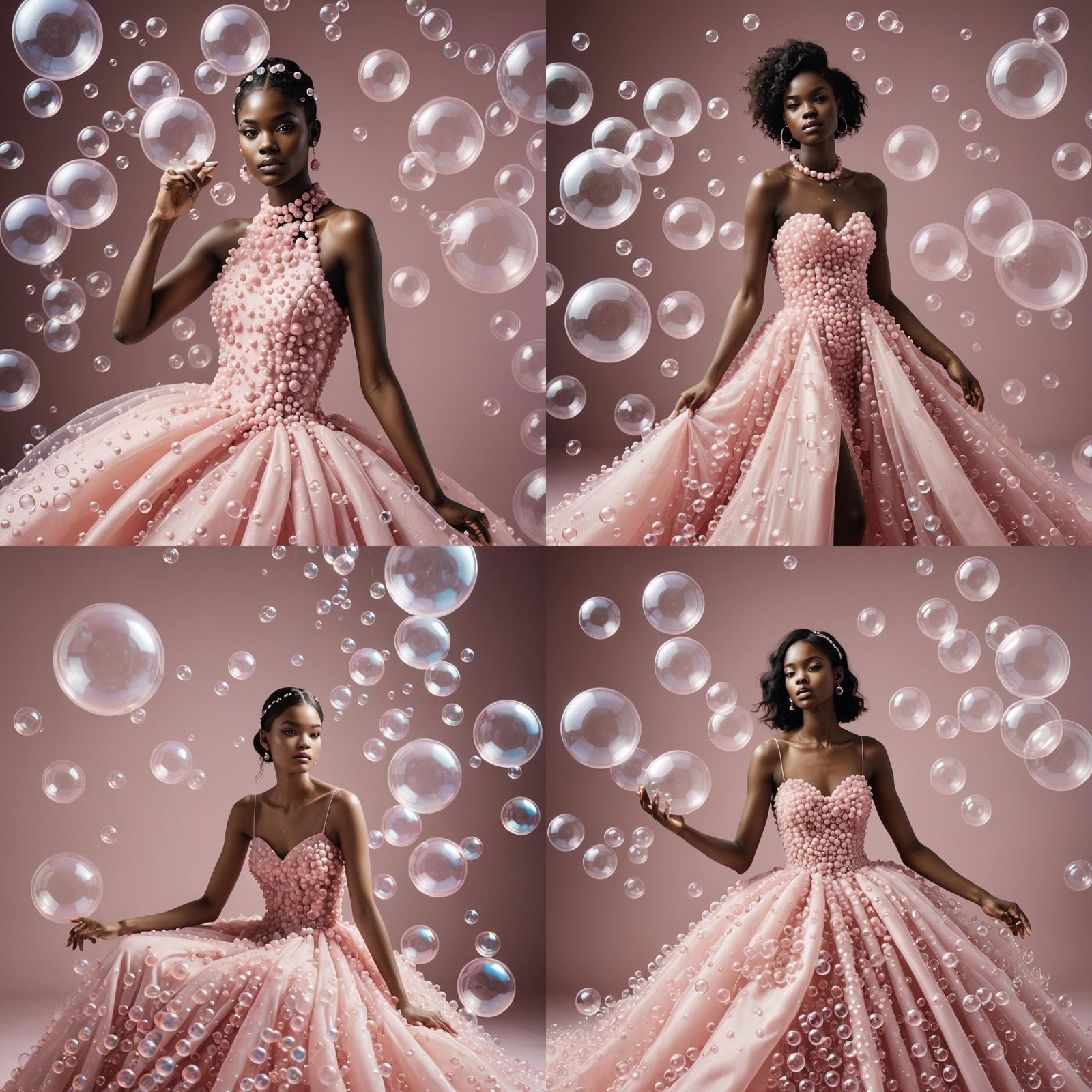 fashion editorial photo of a model with a lot of bubbles in ...