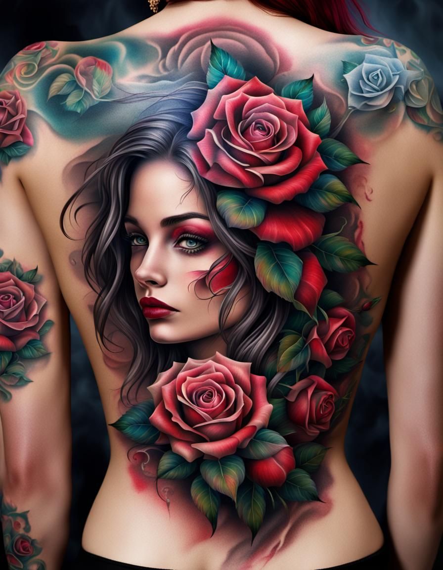 Rose Tattooed Woman: Hyperrealistic Full Body Art