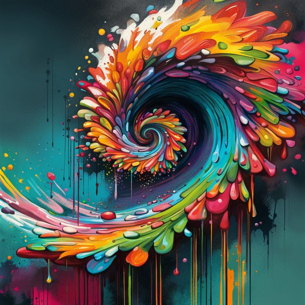 Logarithmic Spiral Flower in Graffiti Street Art