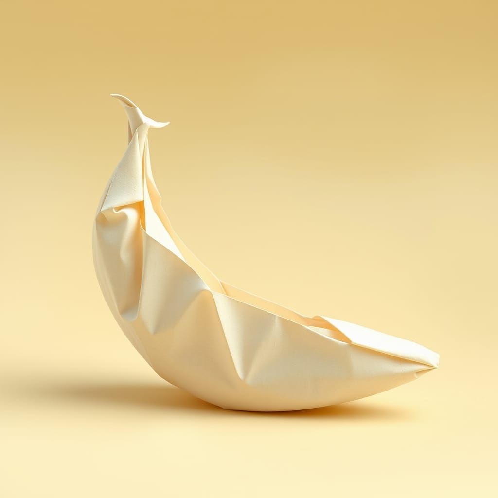 Origami Banana Paper Art in Soft Focus