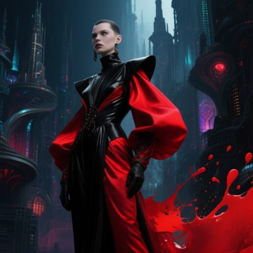 Avant-Garde Visionary in Fiery Fashion and Fantastical Citys...