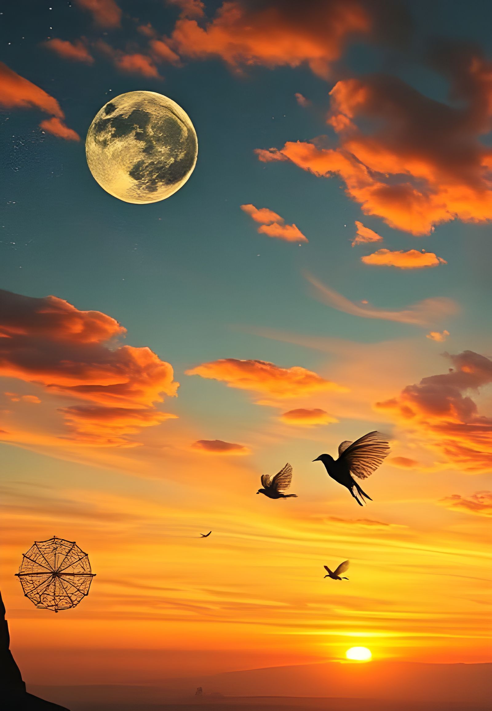 Surreal Gold Sprite Sunset: A Dali-esque Vision