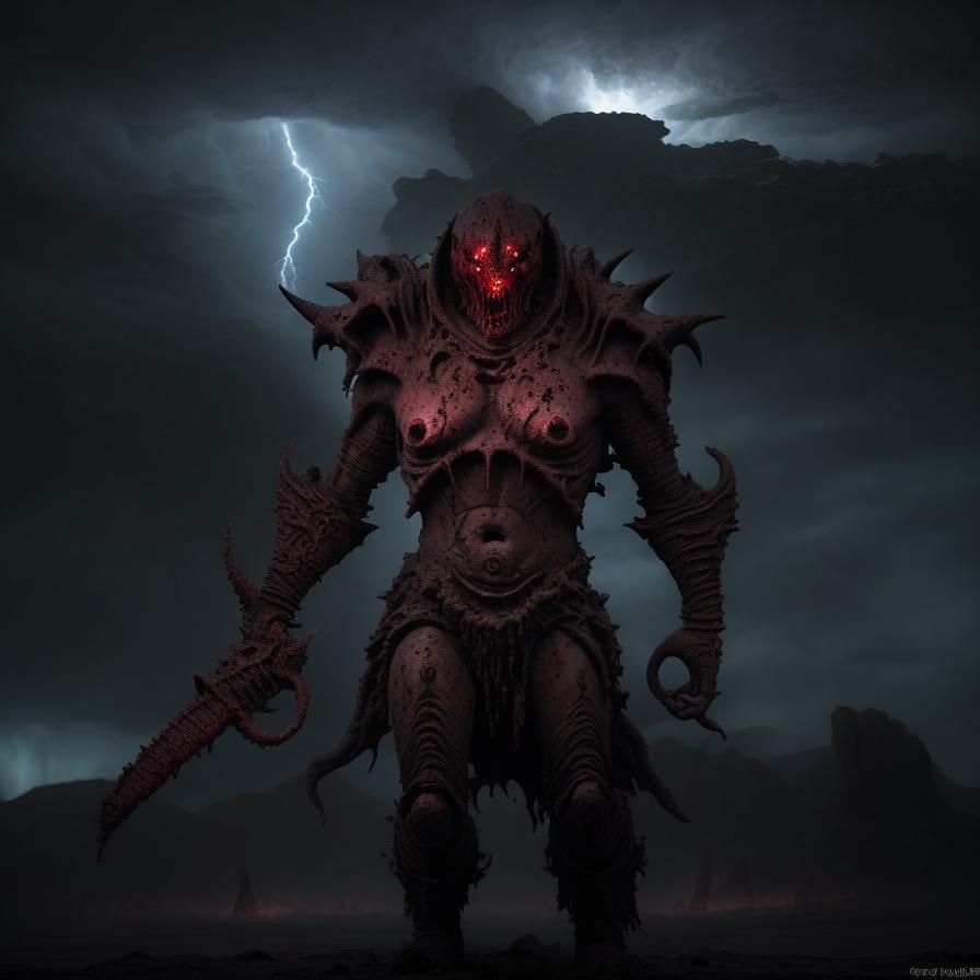 Khorne's Demonic Steed on Mars: A Hyperrealistic Vision