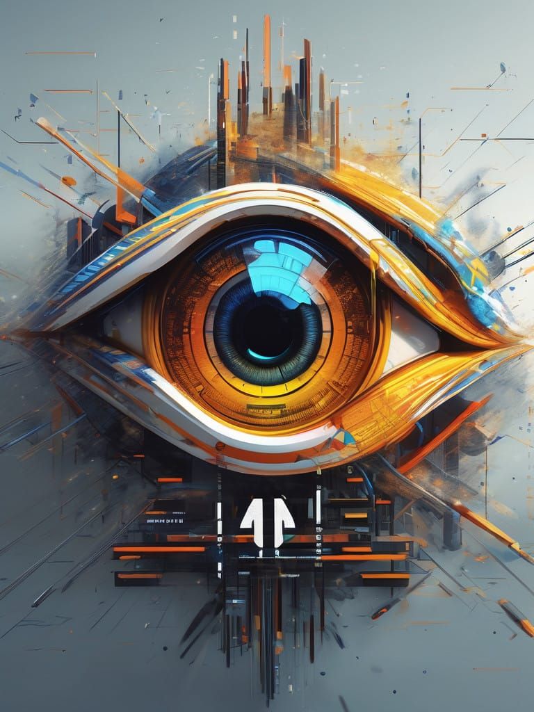 Hyperrealistic Eye in Modern Oceanic Landscape