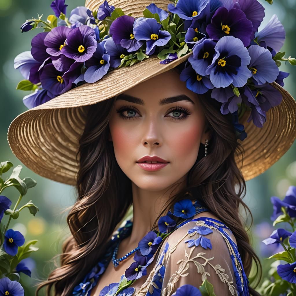 Derby Hat with Pansies