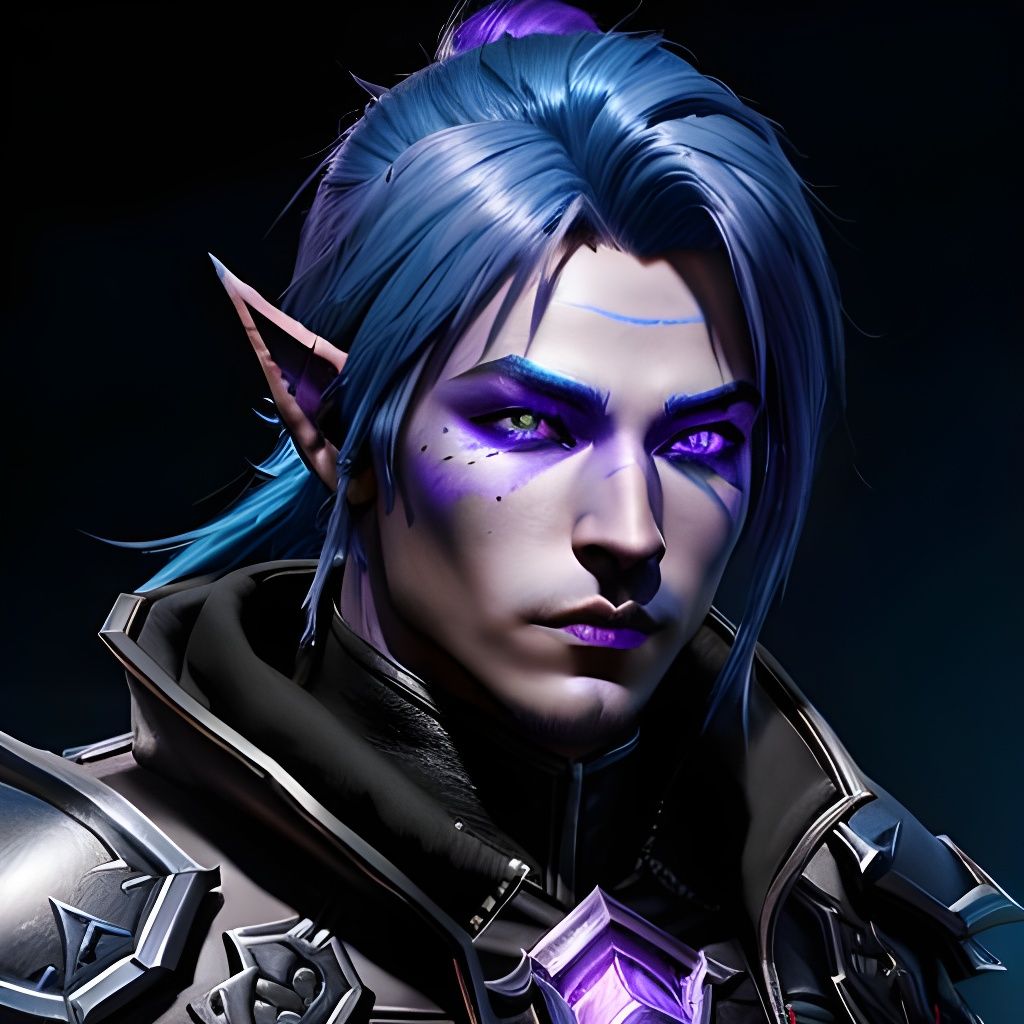 Night Elf Rogue in Leather Armor, Detailed Digital Art