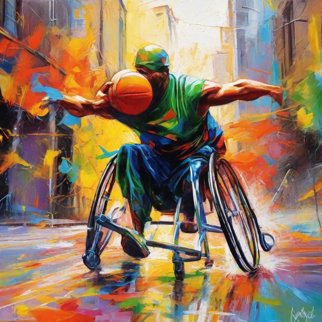 Wheelchair Basketball Victory in Futurism Style