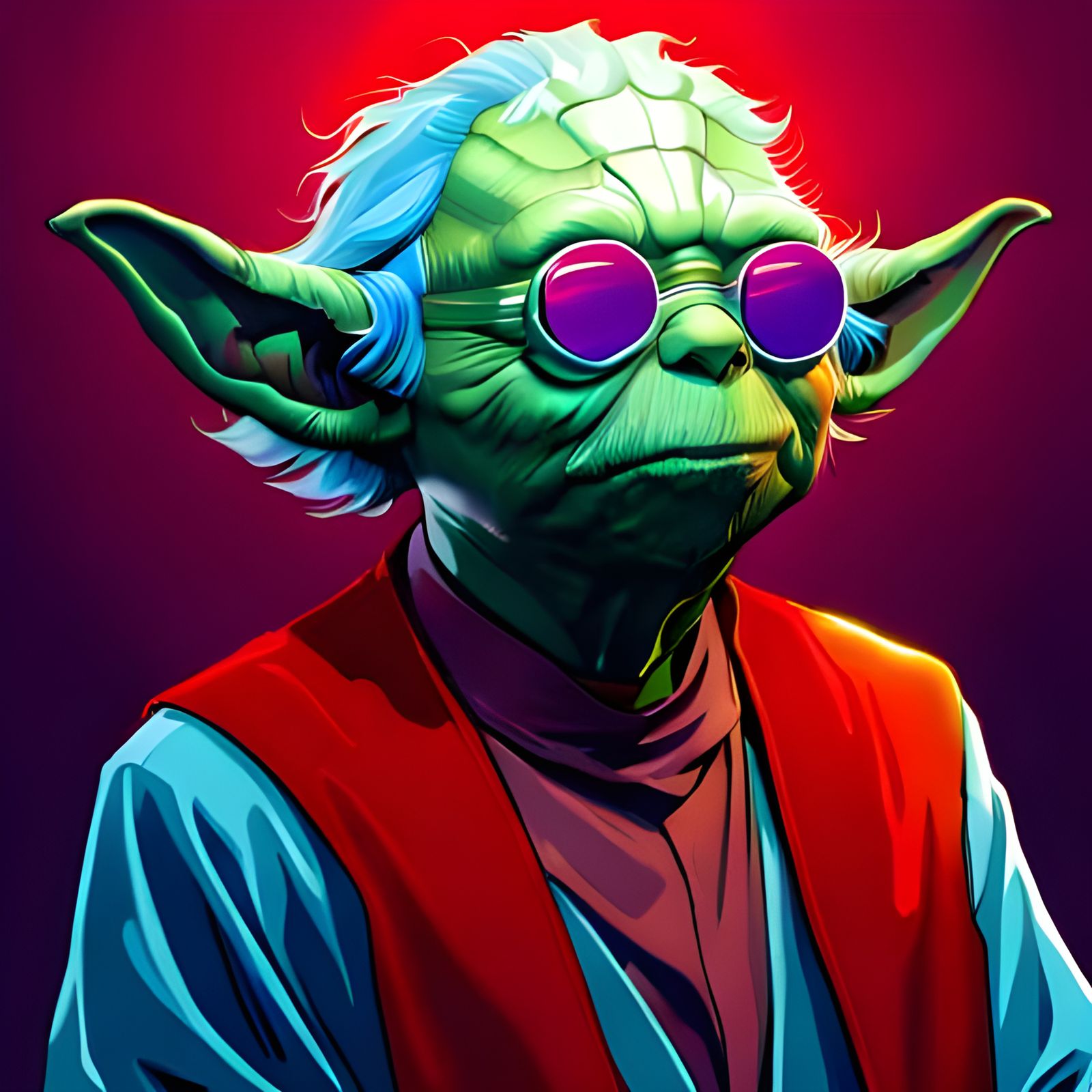 Yoda Portrait with Bandana, Hyperdetailed Art