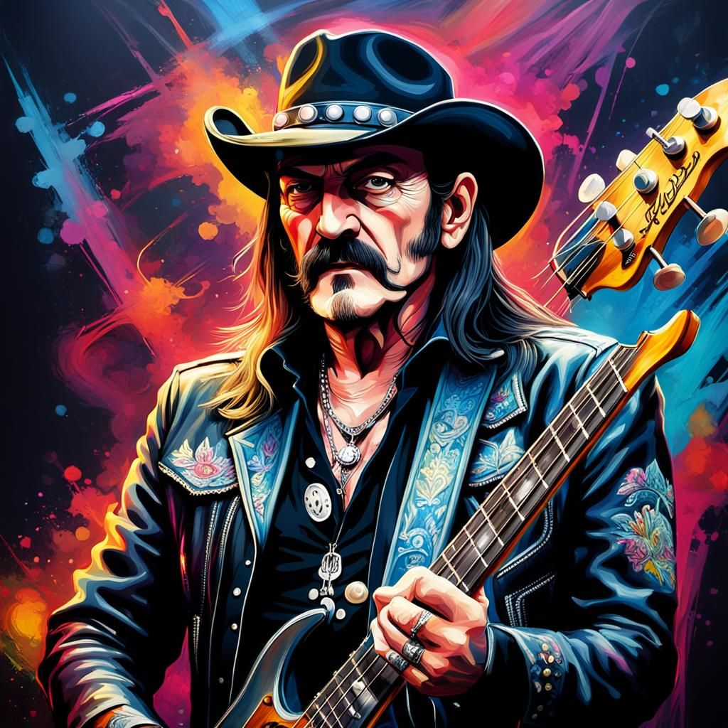 Hyper-Realistic Portrait of a Rock Legend in Dark Fantasy