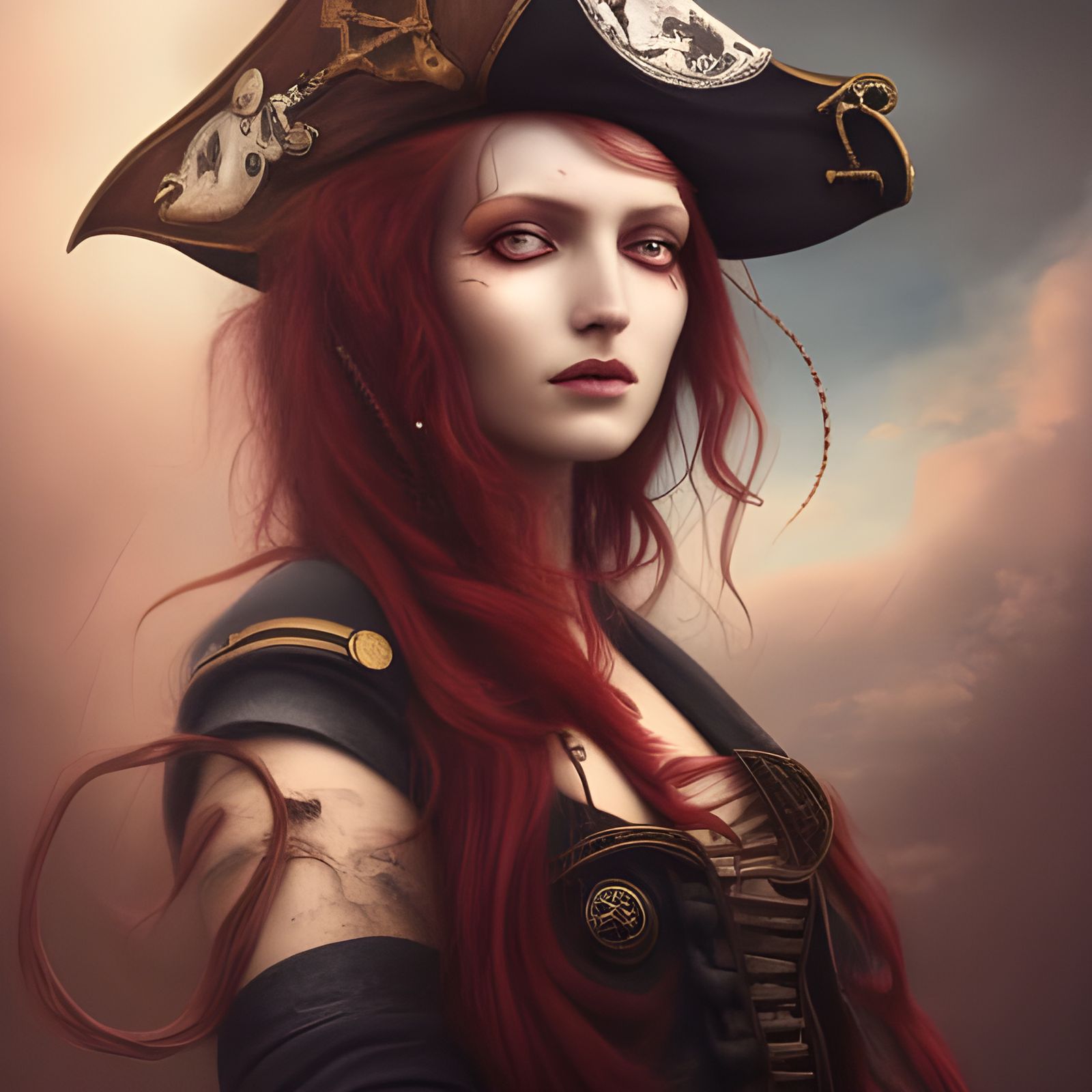Female Pirate Captain Portrait in Digital Art Style