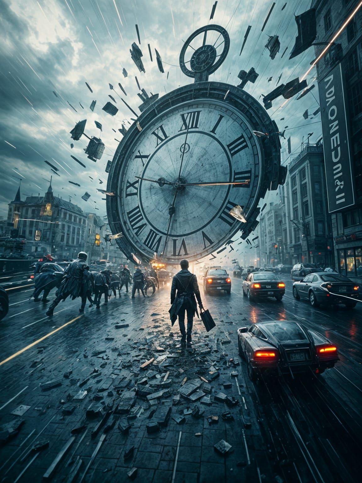 Traveler in Time Vortex: Cinematic Film Still