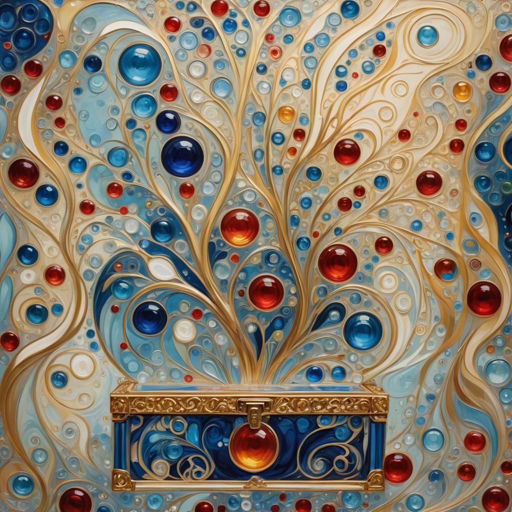 Crystal Box with Ivory Ornaments in Expressionist Style