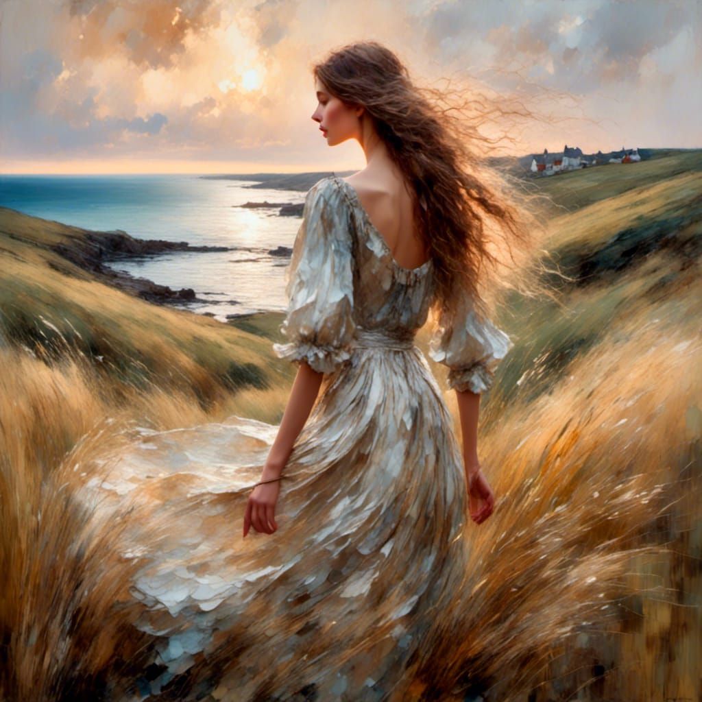 Coastal Woman: An Impasto Oil Painting