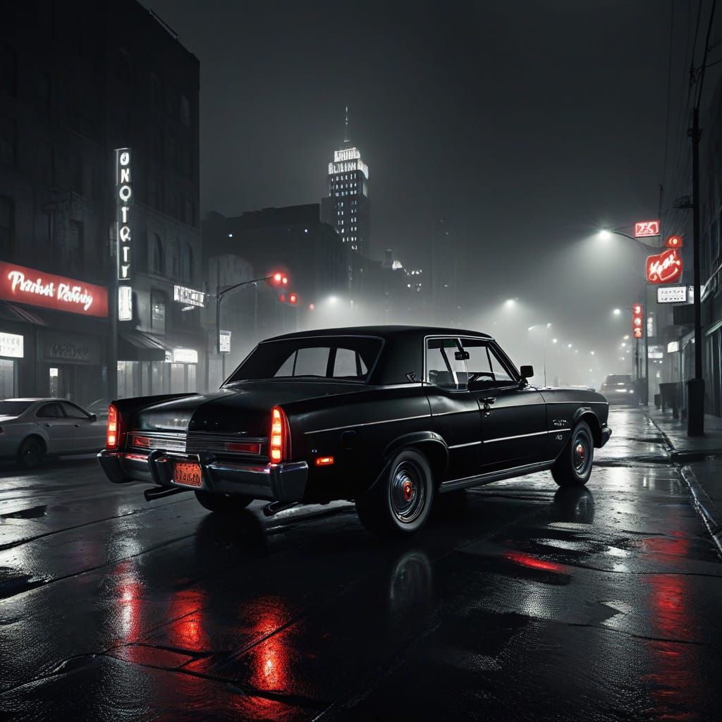 Monochromatic Cityscape in Sin City Style