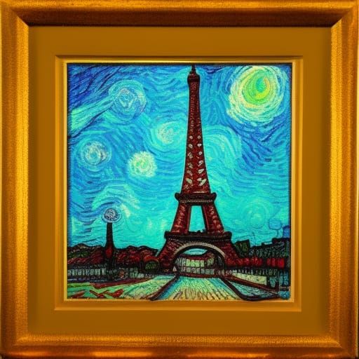 Eiffel Tower in Post-Impressionistic Style