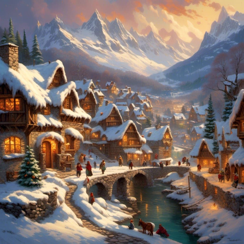 Medieval Christmas Village in Winter Wonderland Style