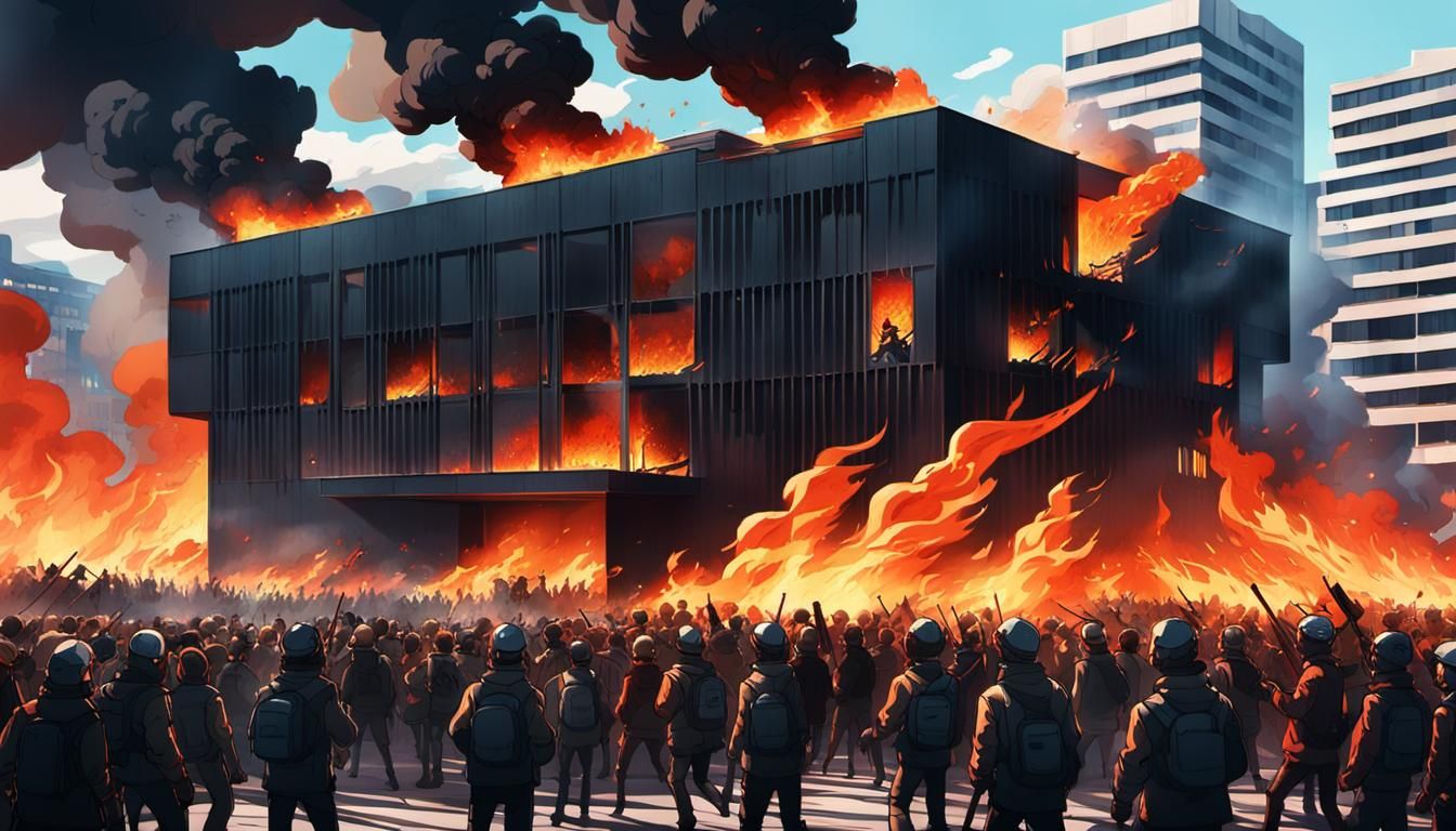 Anime Riots Engulf Baroque Brutalist Architecture