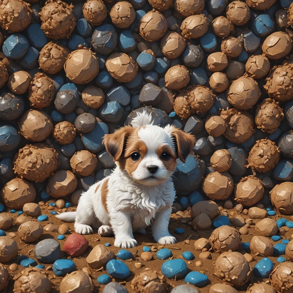 Cute Baby Dog in Detailed Matte Painting