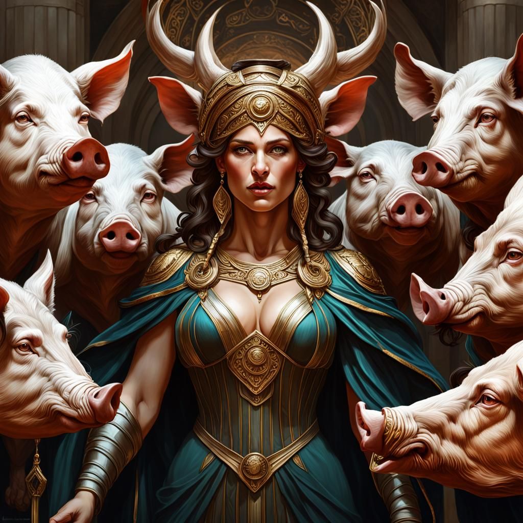 Circe turning Ulysses' crew into pigs