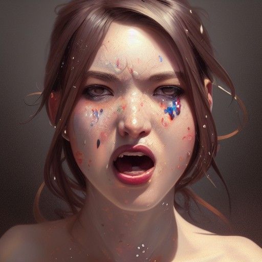 Detailed Portrait of a Girl with Tongue Out