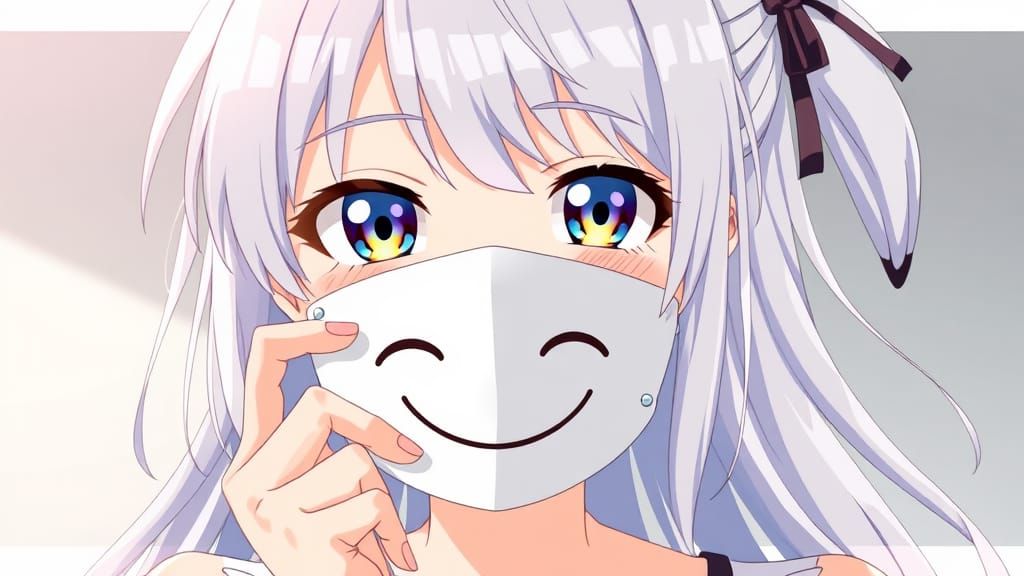 Anime Girl with Mask of a Smile