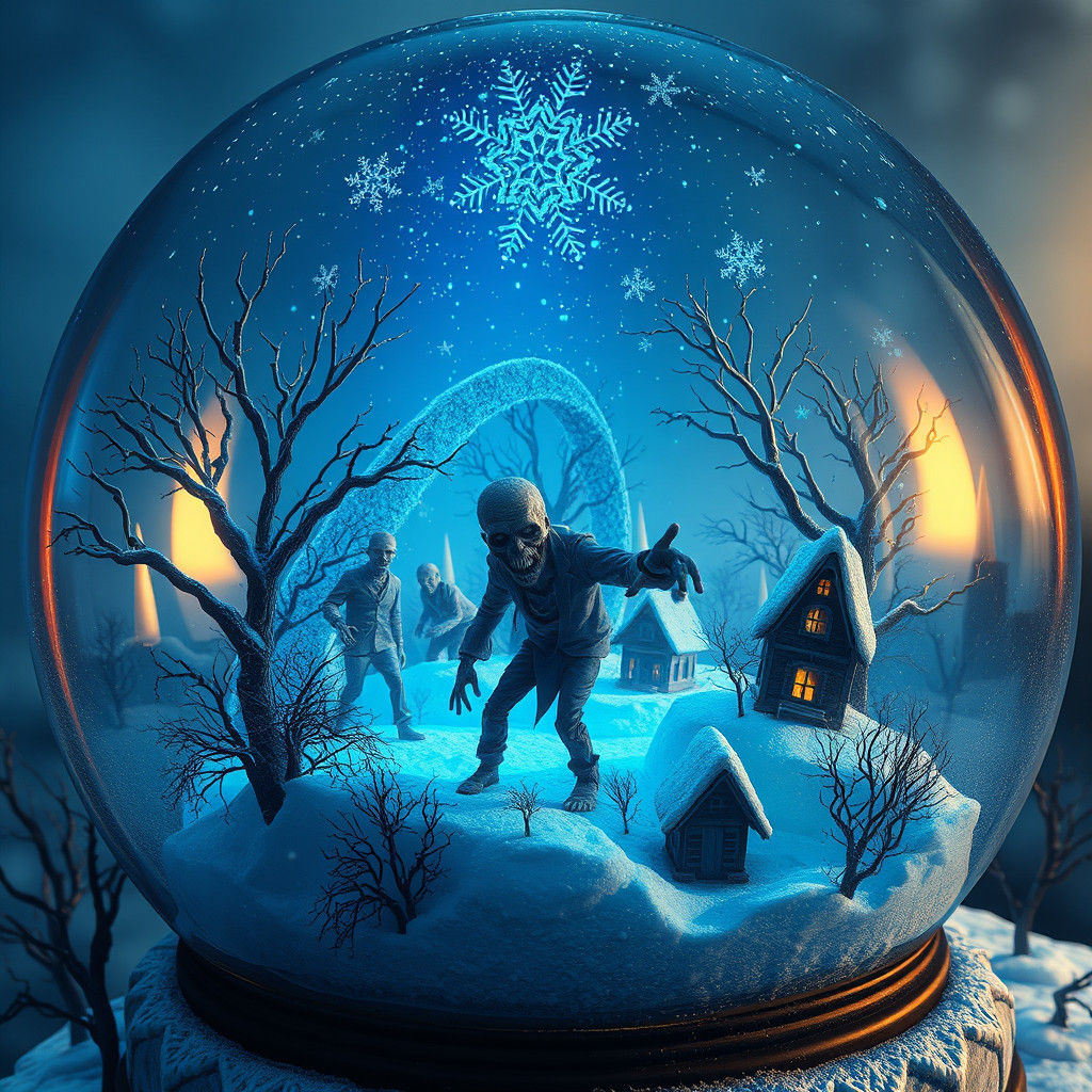 Zombies in Snow Globe: Surreal Matte Painting