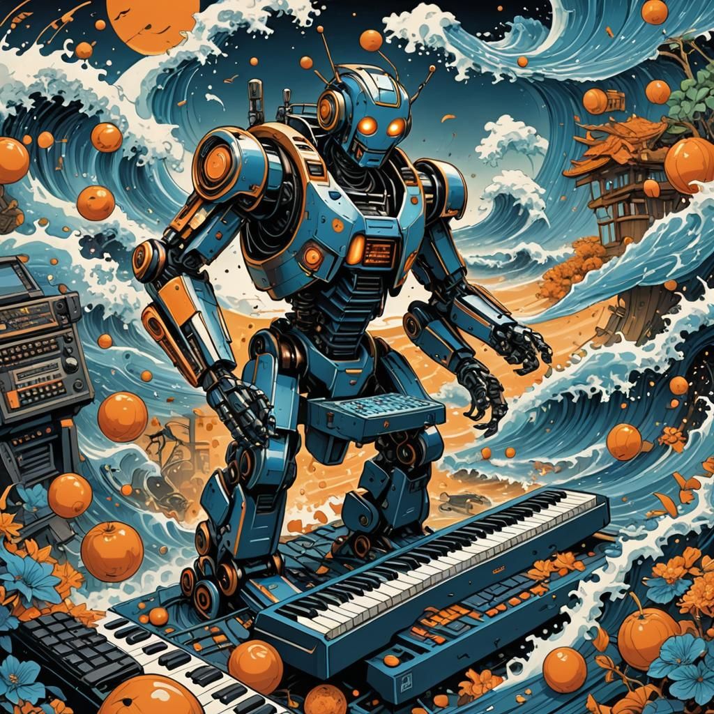 Keyboard Robot Rides a Japanese Wave