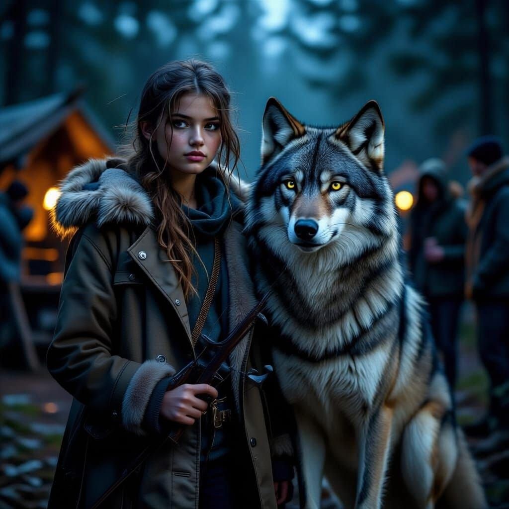 Survivor Girl and Wolf at Secret Wilderness Party