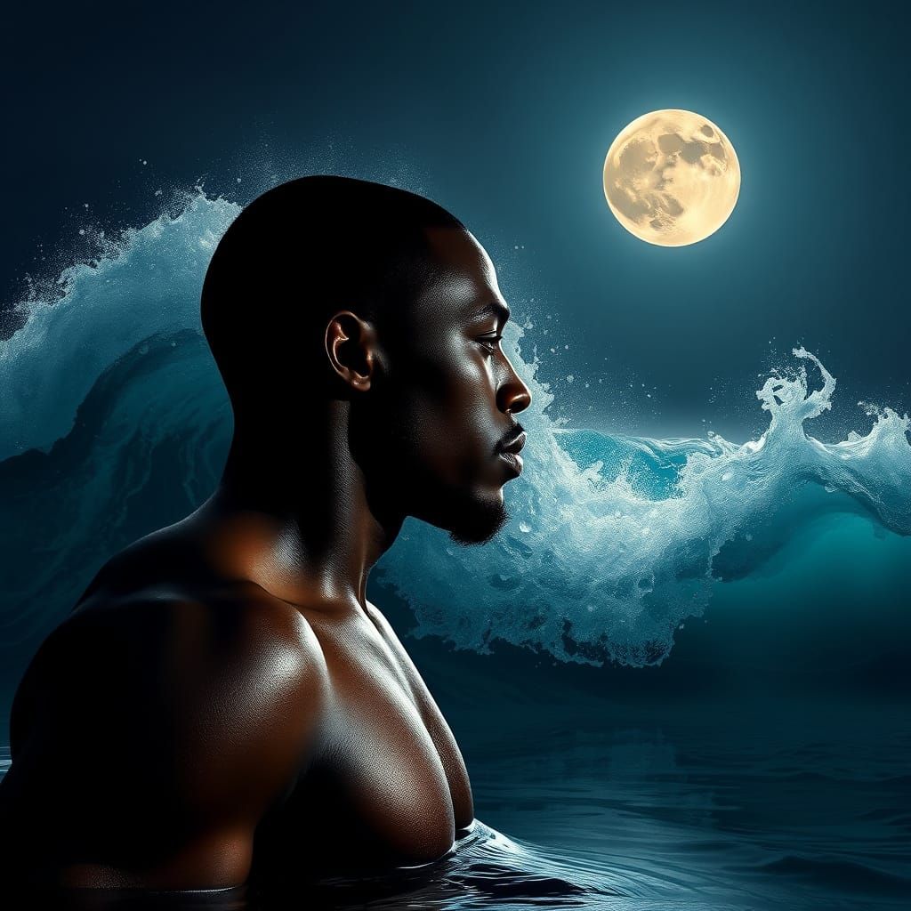 Ocean Waves Morphing With Black Man