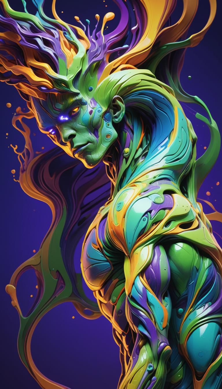 Stylized Human Figure in Dynamic Concept Art