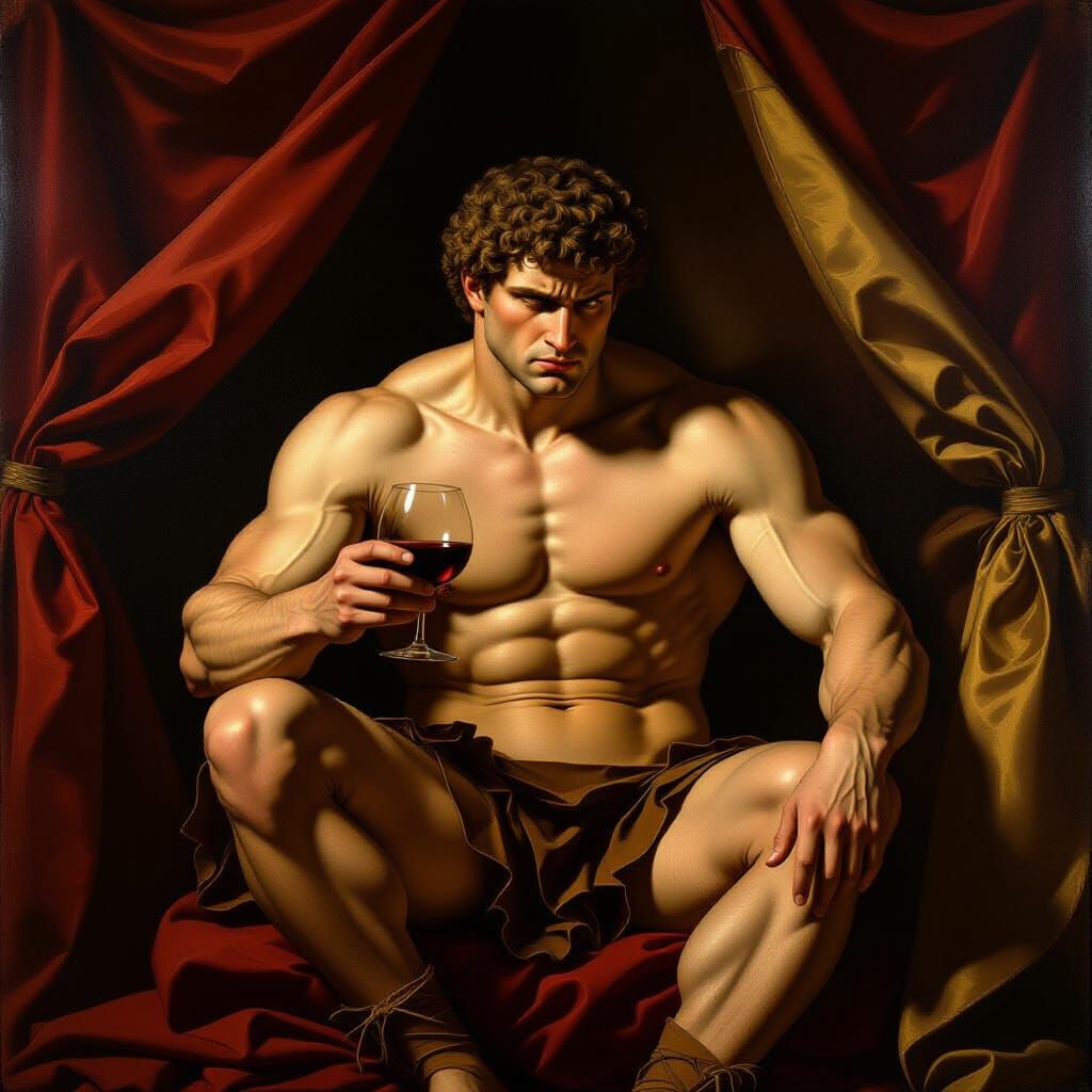 Muscular Achilles Sulking in Tent, Renaissance Masterpiece