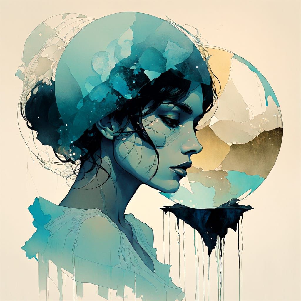 Mysterious Seer at Misty Crossroads in Abstract Realism