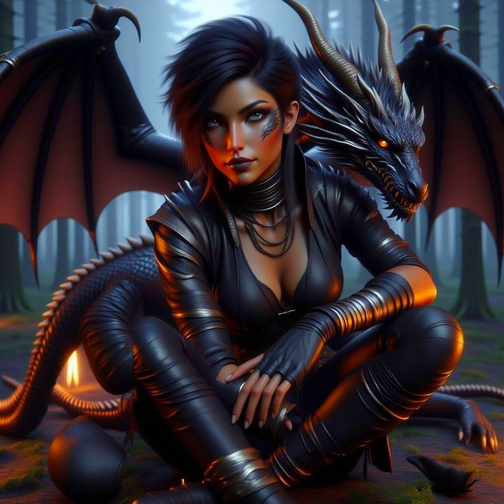 A Captivating Black Dragon Human Hybrid