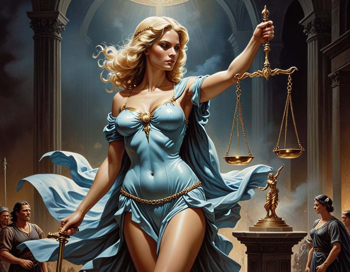 Lady Justice in Heroic Fantasy Style
