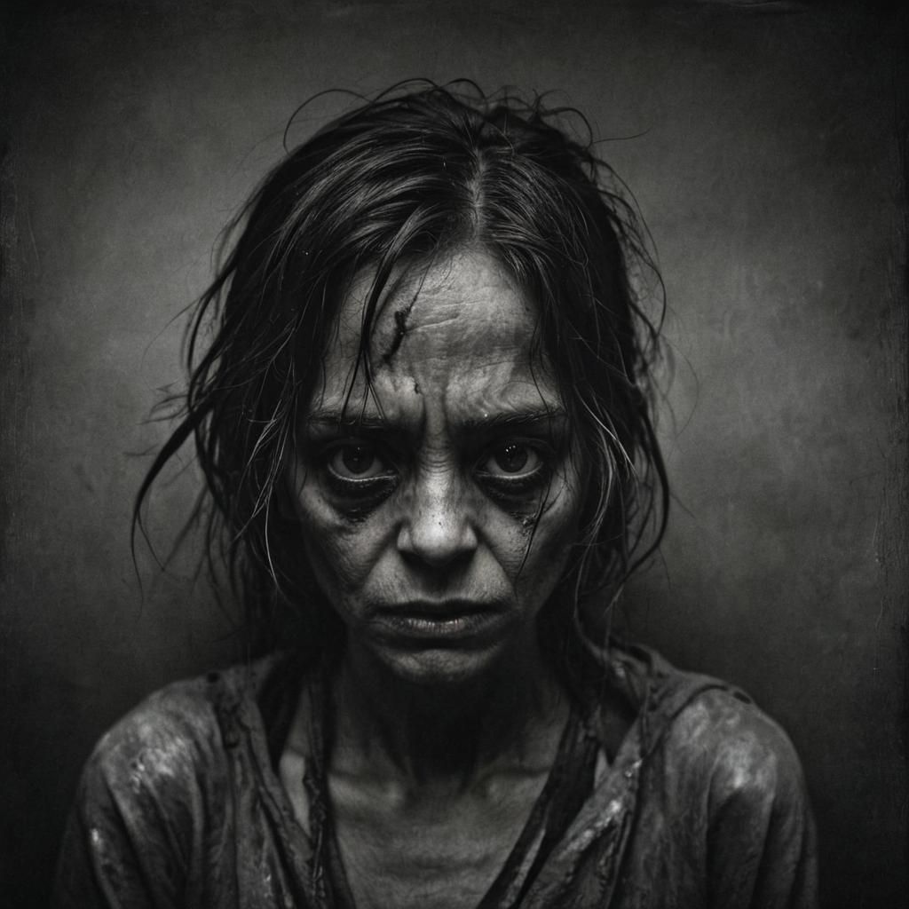 Intense Grimdark Portrait in Black and White