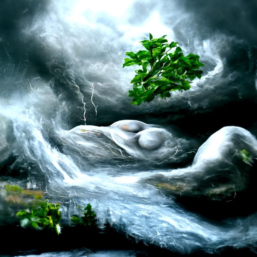 Mother Nature in a Storm: Expressionist Oil Painting