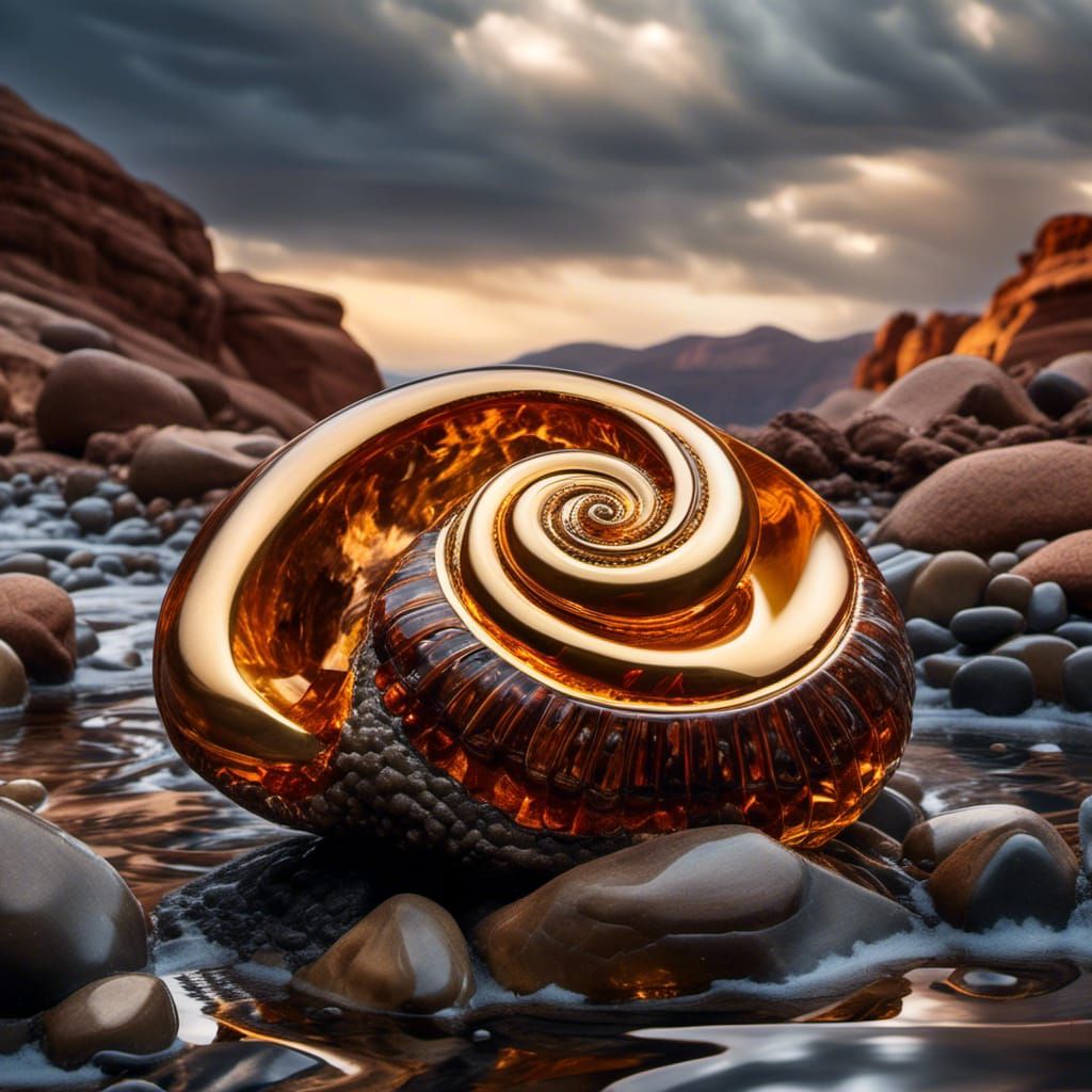 Snail Frozen in Amber Time Capsule